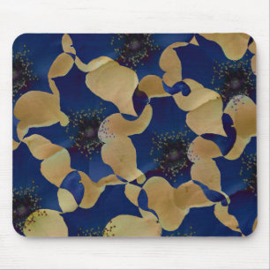Tapis De Souris Art beige et bleu couleur motif floral/fleur