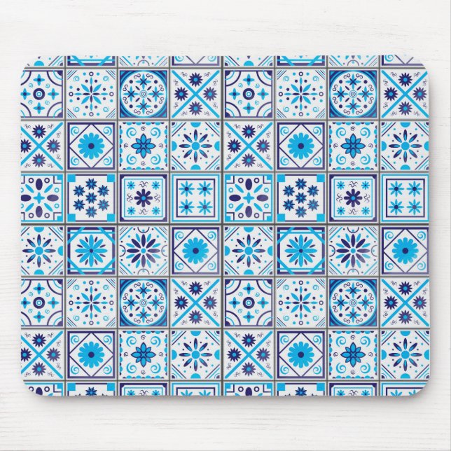 Tapis De Souris Art bleu traditionnel Abstrait (Devant)