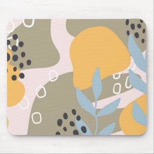Tapis De Souris Art botanique abstrait moderne en orange et marron
