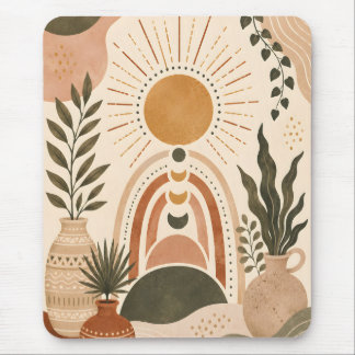 Tapis De Souris Art botanique et soleil bohème