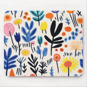 Tapis De Souris Art botanique nordique floral folk scandi