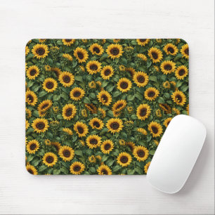 Tapis De Souris Art botanique réaliste de tournesol