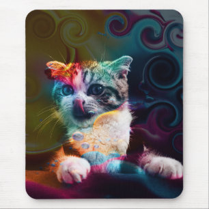 TAPIS DE SOURIS ART CHAT COLORÉ ET TENDANCE AMUSANTE