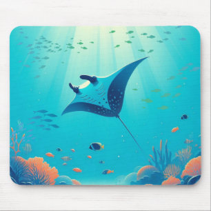Tapis De Souris Art côtier classique, raie manta