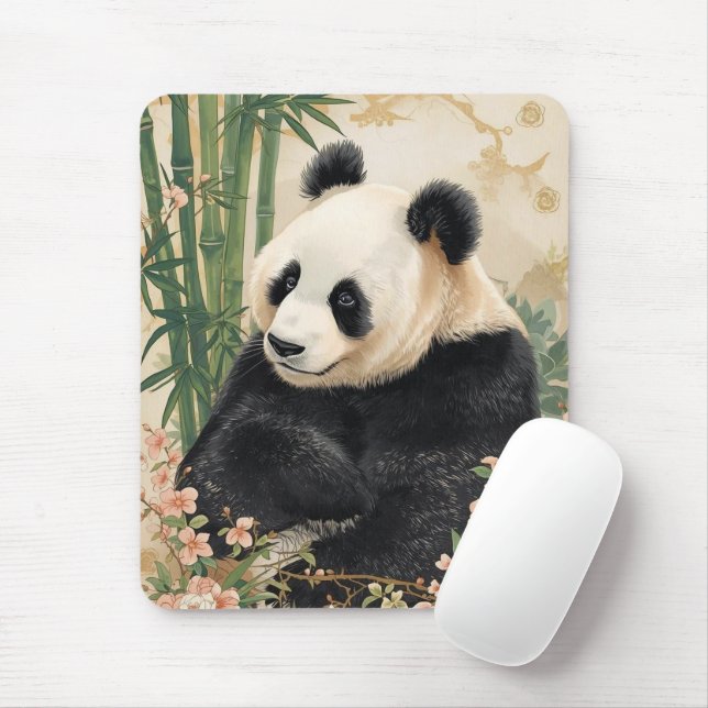 Tapis De Souris Art Cute Panda Bear Bamboo (Avec souris)