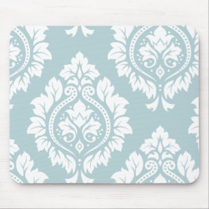 Tapis De Souris Art damassé décoratif I Blanc sur bleu œuf de cana