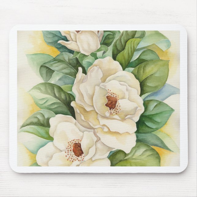 Tapis De Souris Art d'aquarelle de fleur de magnolia - multi (Devant)