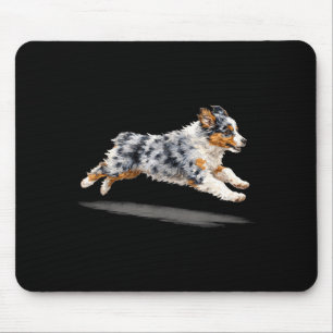 Tapis De Souris Art de chien courant rétro mignon shepherd austral