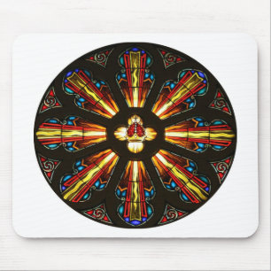 Tapis De Souris Art de couronne et en verre souillé de croix
