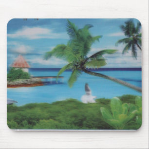 Tapis De Souris Art de la scène de plage tropicale