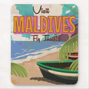 Tapis De Souris art de l'affiche de voyage vintage de l'île des Ma