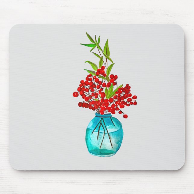 Tapis De Souris Art de l'aquarelle Red Berries (Devant)