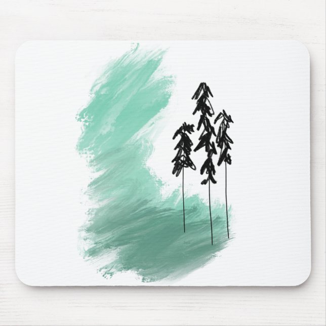 Tapis De Souris art de l'arbre vert scandinave simple moderne ment (Devant)