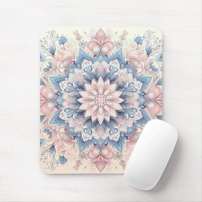 Tapis De Souris Art de mandala arabesque pastel (Avec souris)