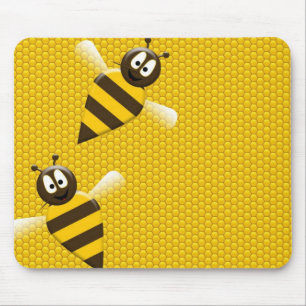Tapis De Souris Art de motif d'abeilles d'abeille d'or jaune de