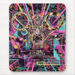 Tapis De Souris Art de salon de luxe néon psychédélique