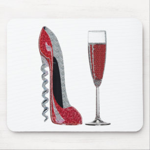 Tapis De Souris Art de stylet rouge de tire-bouchon et de vin