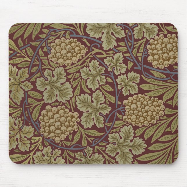 Tapis De Souris Art de vigne rouge vert William Morris (Devant)