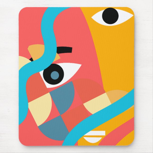 Tapis De Souris Art de visage abstrait et vif  (Devant)