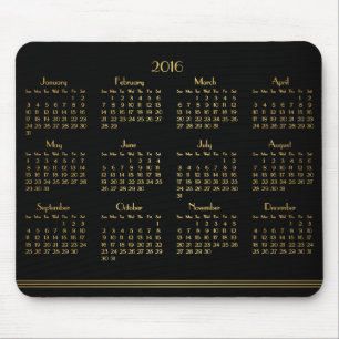 Tapis De Souris Art Déco Black Gold Calendrier annuel 2016 Mousepa