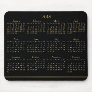 Tapis De Souris Art Déco Black Gold Calendrier annuel 2018 Mousepa
