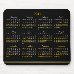 Tapis De Souris Art Déco Black Gold Calendrier annuel 2019 Mousepa