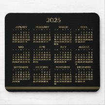 Art Déco Black Gold Calendrier Annuel 2025