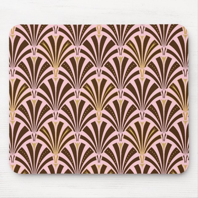 Tapis De Souris Art Deco fan pattern - chocolate on pink (Devant)