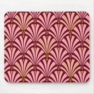 Tapis De Souris Art Deco fan pattern - pink and maroon