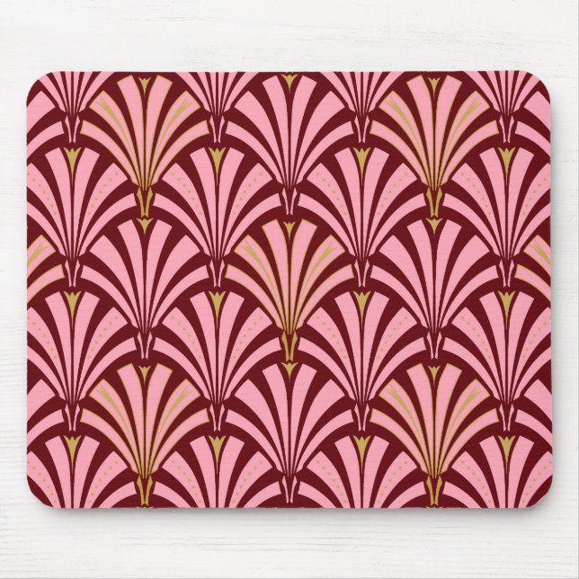 Tapis De Souris Art Deco fan pattern - pink and maroon (Devant)