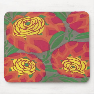 Tapis De Souris Art Déco Grosse Fleurs Rouges Mousepad