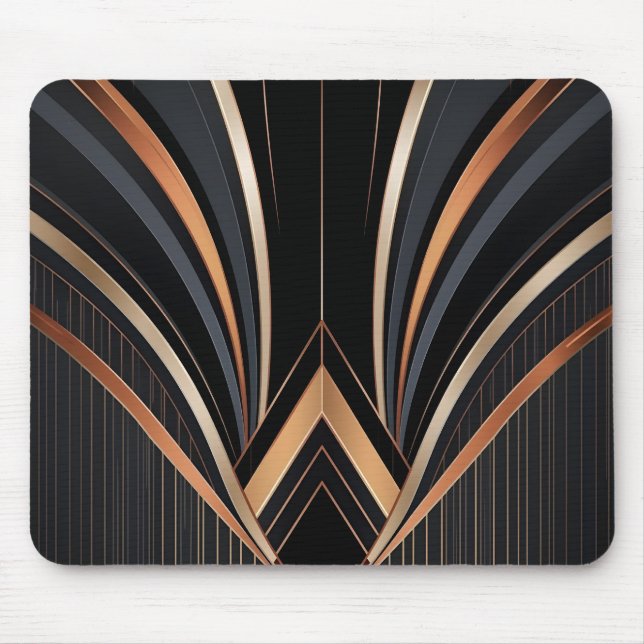 Tapis De Souris Art Deco Metallic Geometric Elegance (Devant)