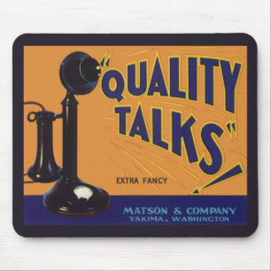 Tapis De Souris Art d'étiquette de caisse de fruits vintage, télép