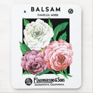 Tapis De Souris Art d'étiquette de paquet de graines vintage, fleu