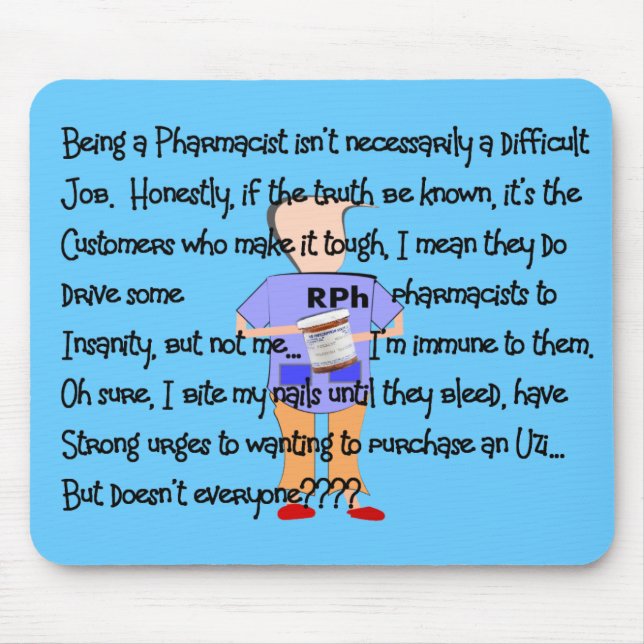 Tapis De Souris Art d'histoire de folie de cadeaux de pharmacien (Devant)