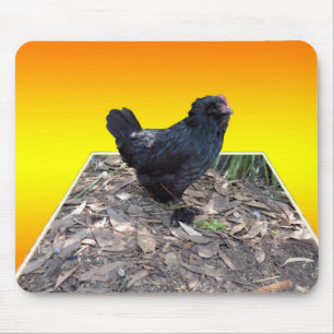 Tapis De Souris Art Dimensional Noir Fluffy Rooster