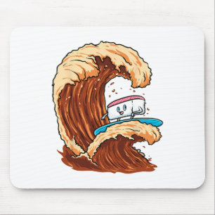 Tapis De Souris Art drôle de surfeur de sushi chevauchant la vague