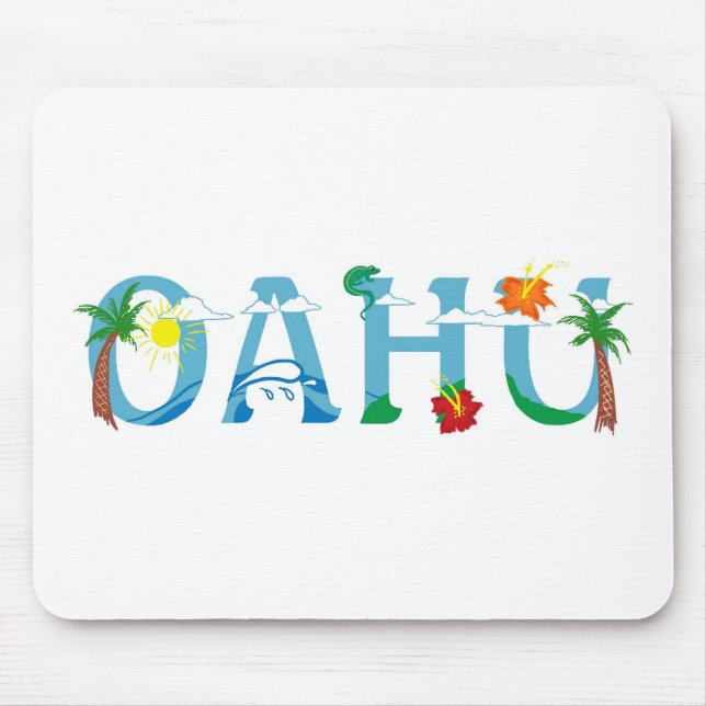 Tapis De Souris Art écrit Oahu Hawaii (Devant)