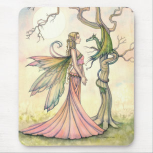 Tapis De Souris Art fantastique de fée et de dragon mystique