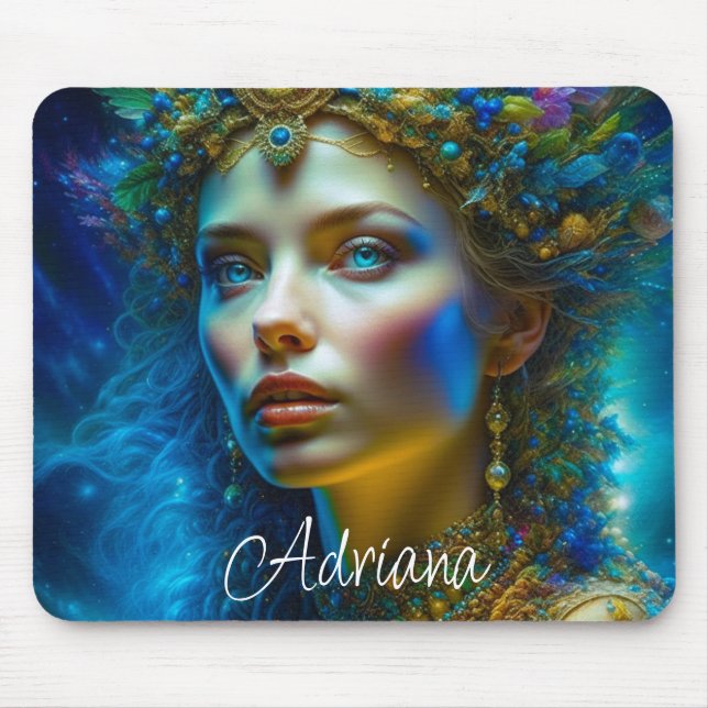 Tapis De Souris Art Fantastique Éthéré Princesse Déesse et Bijoux  (Devant)