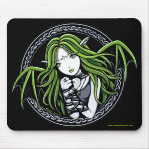 Tapis De Souris Art féerique Mousepad de batte verte gothique