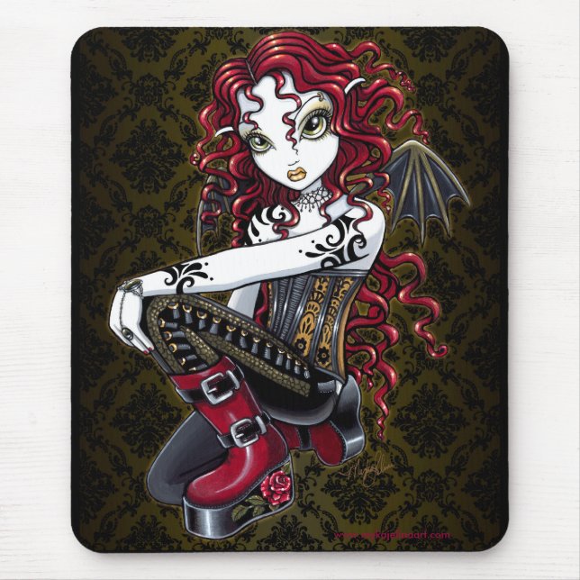 Tapis De Souris Art féerique Mousepad de tatouage gothique de rose (Devant)
