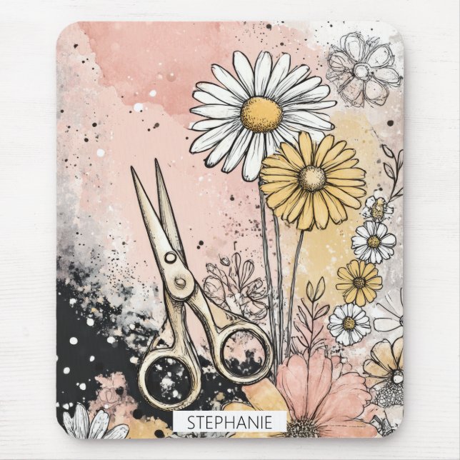 Tapis De Souris Art floral à l'aquarelle abstrait (Devant)