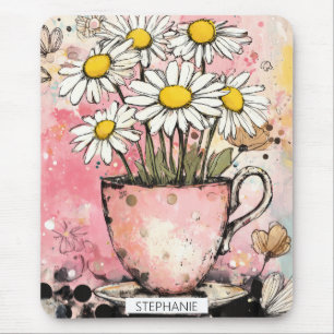 Tapis De Souris Art floral aquarelle vintage à pois (6)