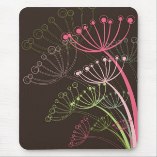 Tapis De Souris Art floral chic de pissenlits lunatiques roses