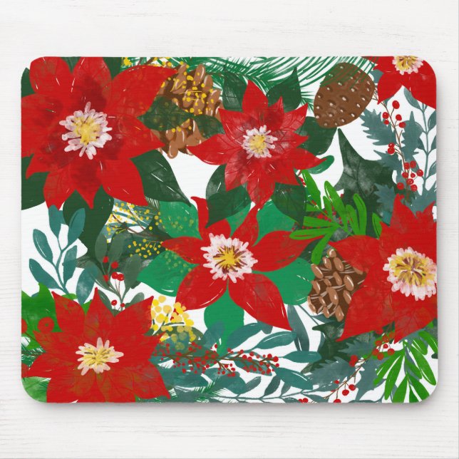 Tapis De Souris Art floral de Noël (Devant)