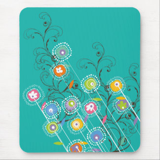 Tapis De Souris Art floral lunatique coloré de jardin d'agrément
