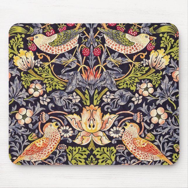 Tapis De Souris Art floral Nouveau de voleur de fraise de William (Devant)