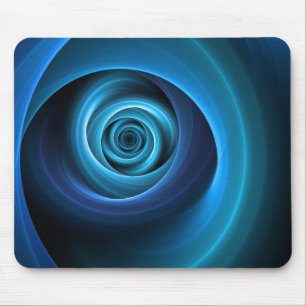 Tapis De Souris Art fractal abstrait moderne aux couleurs bleues e