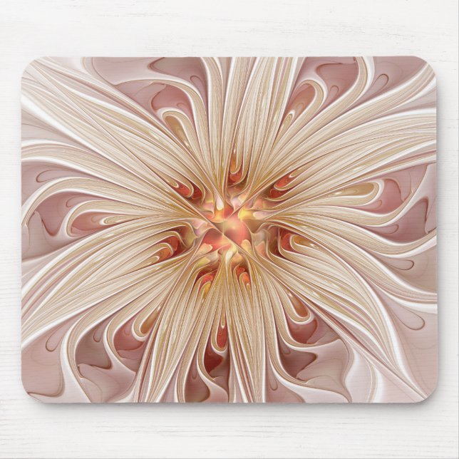 Tapis De Souris Art fractal de fleurs pastel moderne abstrait pêch (Devant)